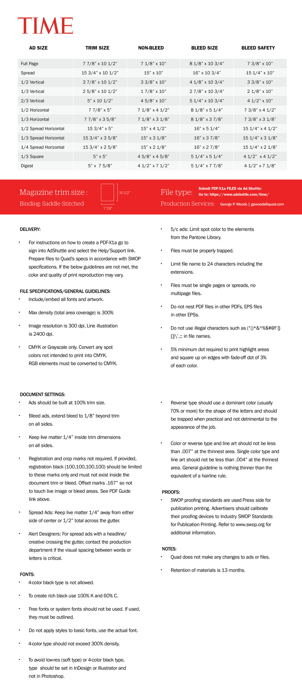 Printing Specification Examples Print Specs - Media Kit