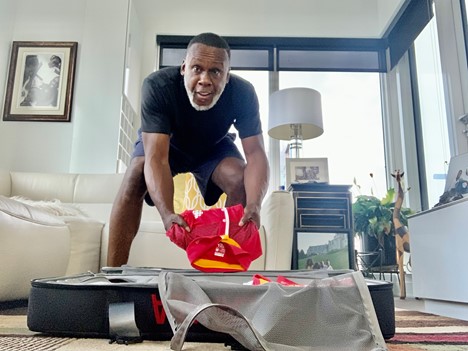 Bruny Surin prepares for travel